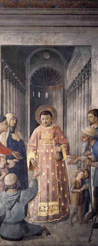 San Lorenzo distribuisce le elemosine